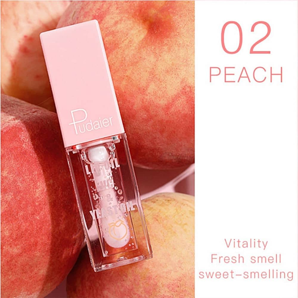 Ulei hidratant pentru buze cu fructe, Pudaier, Clear Moisturizing Fruit Lip Oil, 4.5g - #02 Peach