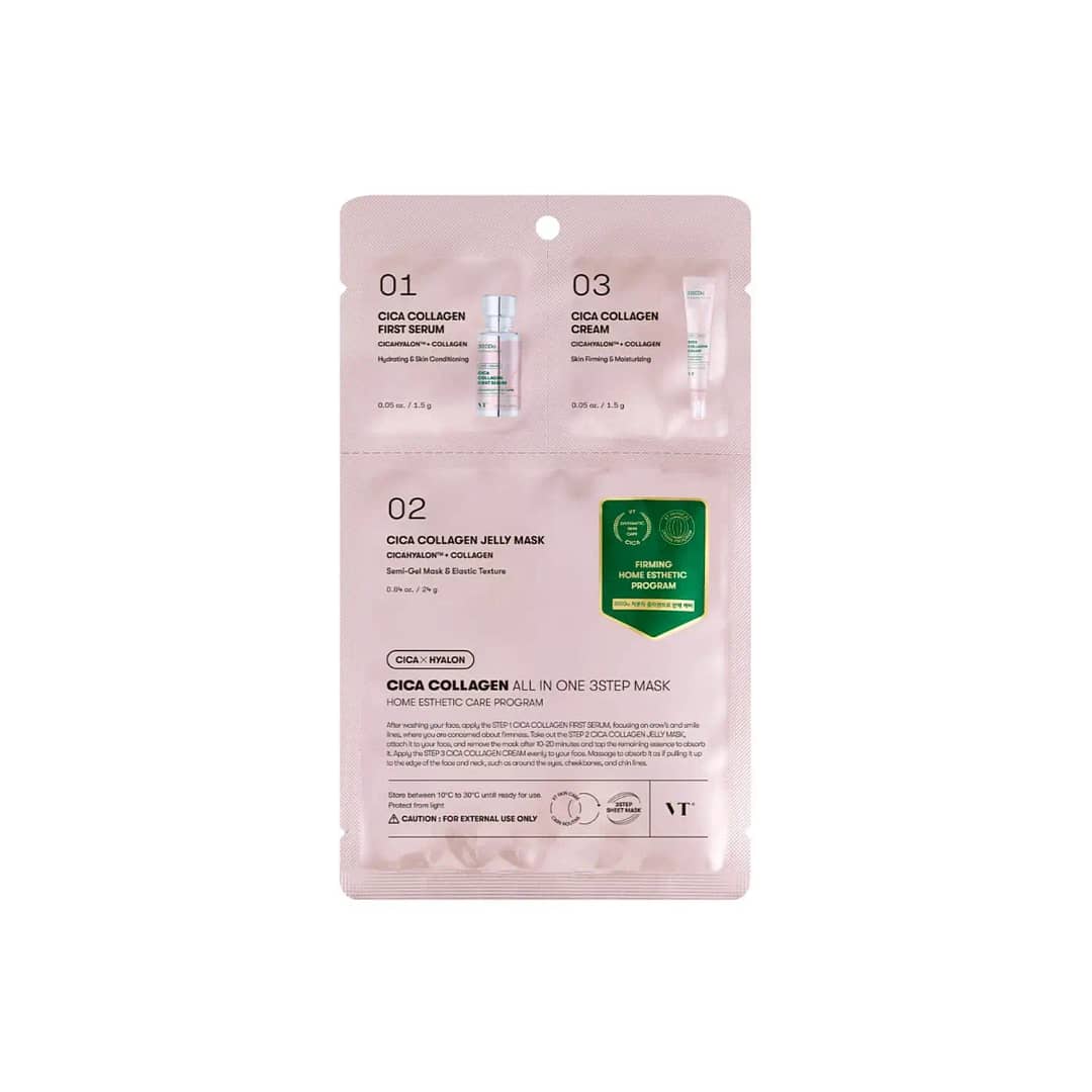 Masca faciala cu colagen in 3 pasi, Cica Collagen All in One 3-step nourishing, VT Cosmetics