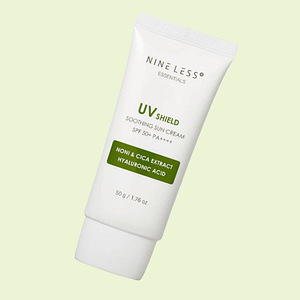 Crema protecție solară calmantă cu SPF 50+ și PA++++, Nine Less, Essentials UV Shield, 50ml