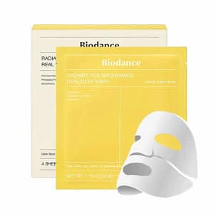 Set masti pentru stralucire, Radiant Vita Niacinamide Real Deep Mask, Biodance, 34g * 4buc