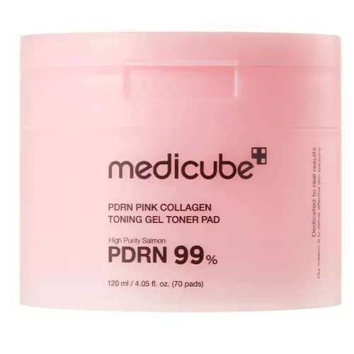 Dischete gel tonifiante cu colagen roz PDRN, Medicube 120ml, 70 buc