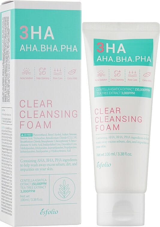 Spumă de curățare pentru față 3HA Clear Cica Mildly Acidic, esfolio, 100g