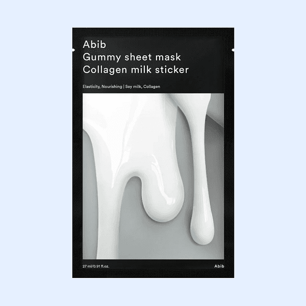 Mască de față, Abib, Gummy Sheet Mask, Collagen Milk Sticker, 27ml - Imagine 1