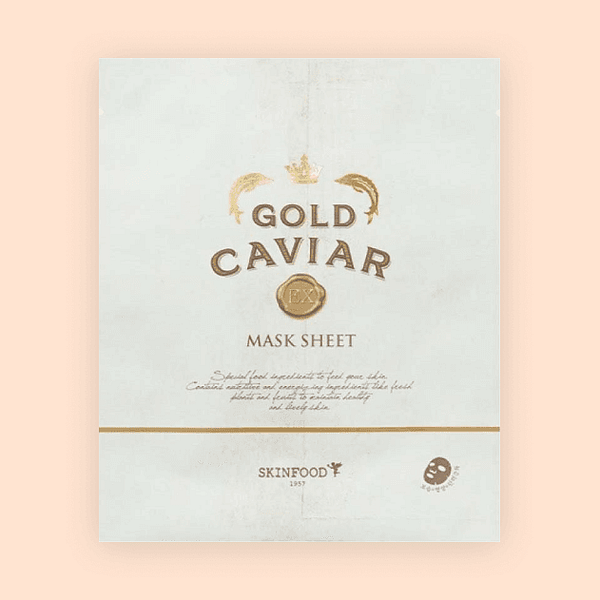 Mască de față cu caviar aurit, SKINFOOD, Gold Caviar EX Mask Sheet, 25g - Imagine 1