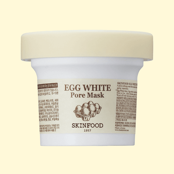 Masca de față cu extract de albuș de ou, SKINFOOD, Egg White Pore Mask, 120g - Imagine 1