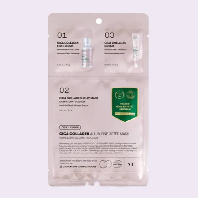 Masca faciala cu colagen in 3 pasi, Cica Collagen All in One 3-step nourishing, VT Cosmetics