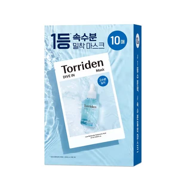 Torriden - DIVE-IN Low Molecular Hyaluronic Acid Mask Pack, 27ml (Set de 10 bucăți)