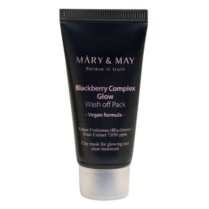 Masca de față vegană Blackberry Complex Glow Wash-Off, MARY&MAY, 30g