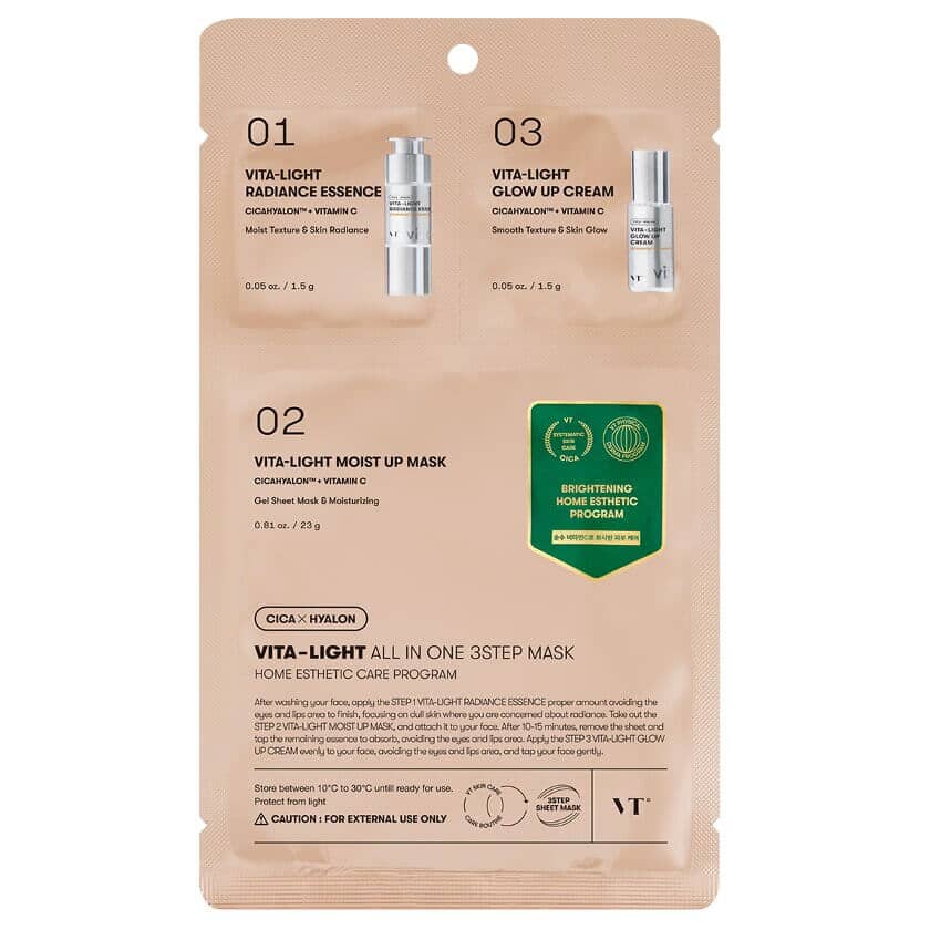 Masca faciala pentru luminozitate in 3 pasi, Vita-Light All In One 3Step Mask, VT Cosmetics