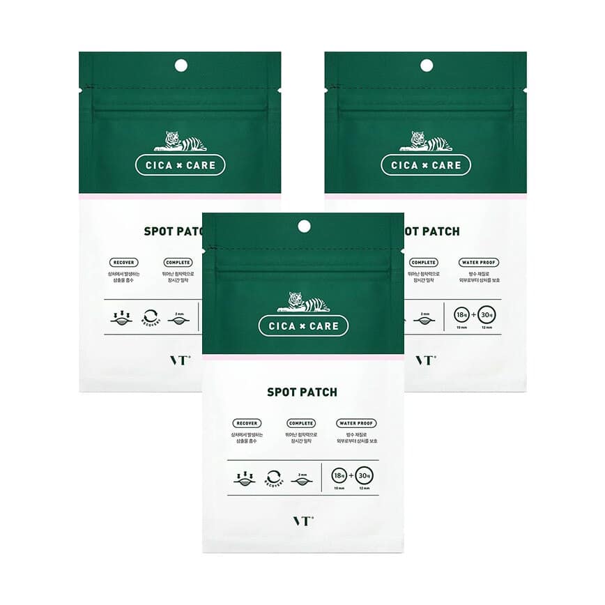 Set 3 pachete plasturi pentru acnee, Cica Spot Patch, VT Cosmetics, 144 buc